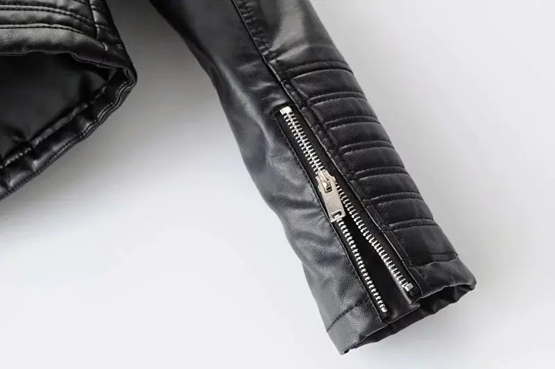 2023 Chic Slim PU Leather Moto Jacket