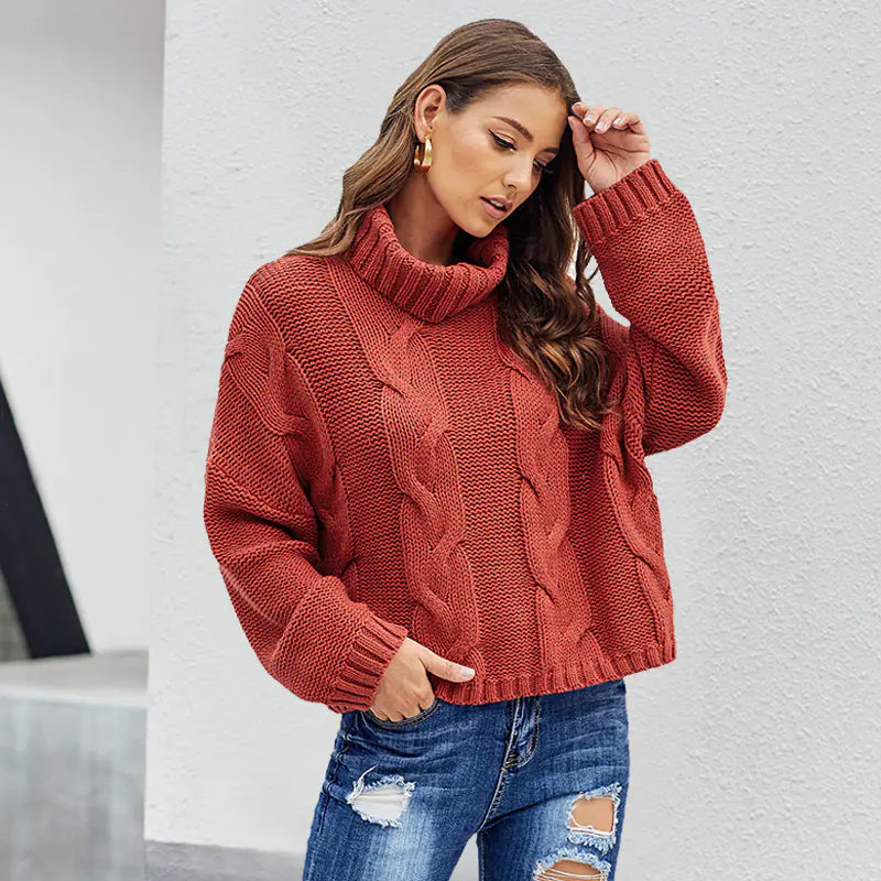Chic High Neck Wool Sweater for Women
