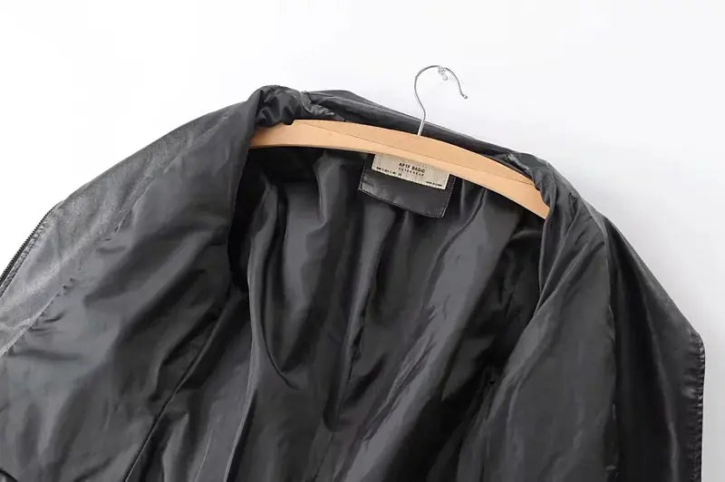 2023 Chic Slim PU Leather Moto Jacket