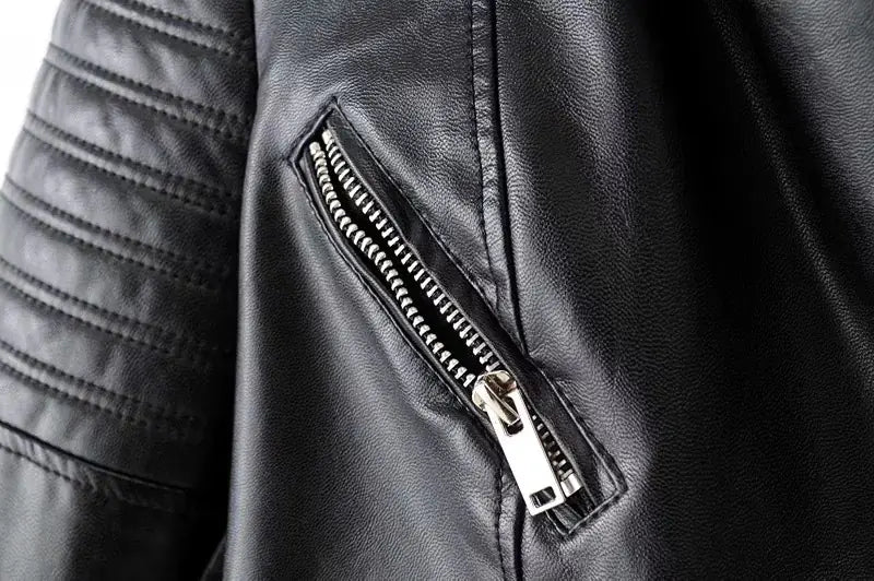 2023 Chic Slim PU Leather Moto Jacket