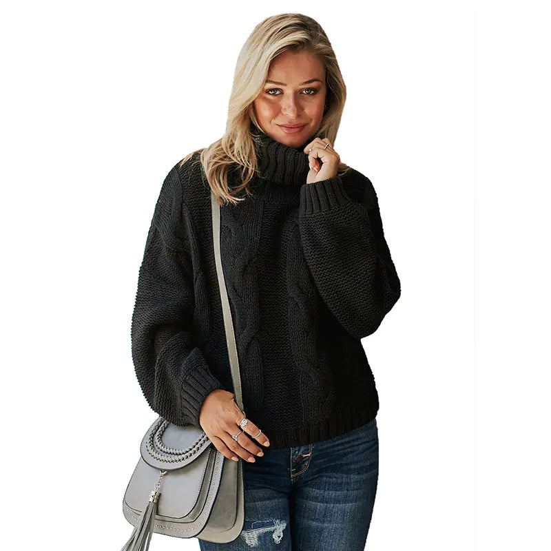 Chic High Neck Wool Sweater for Women