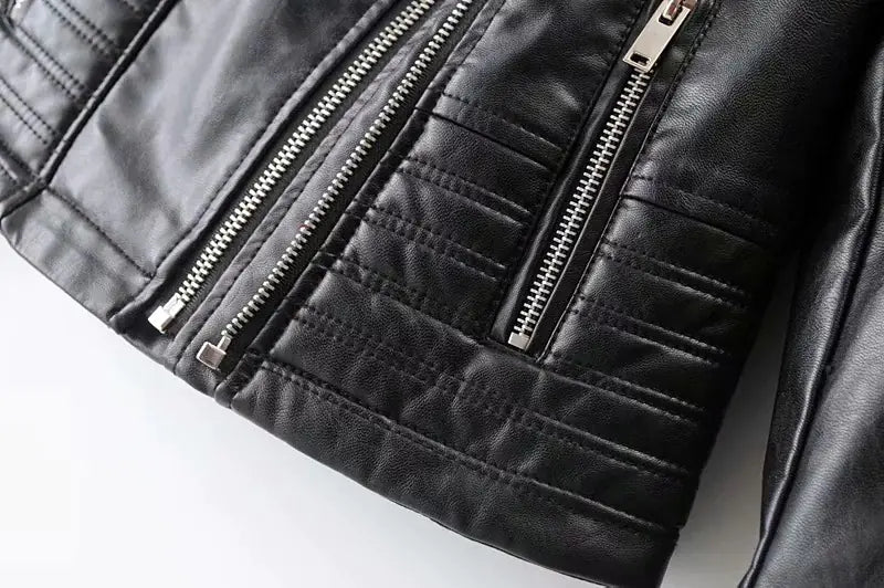 2023 Chic Slim PU Leather Moto Jacket