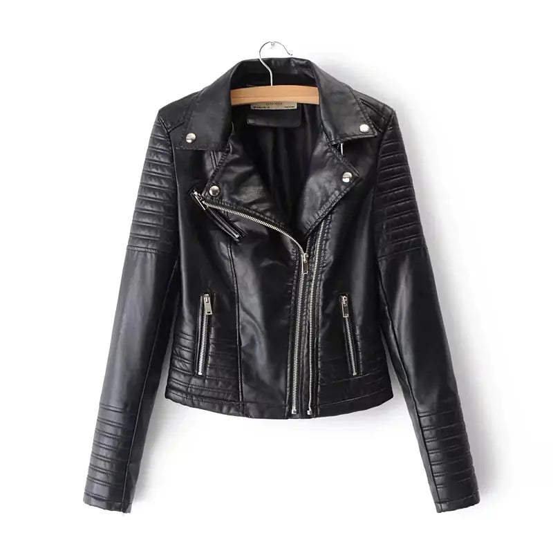 2023 Chic Slim PU Leather Moto Jacket