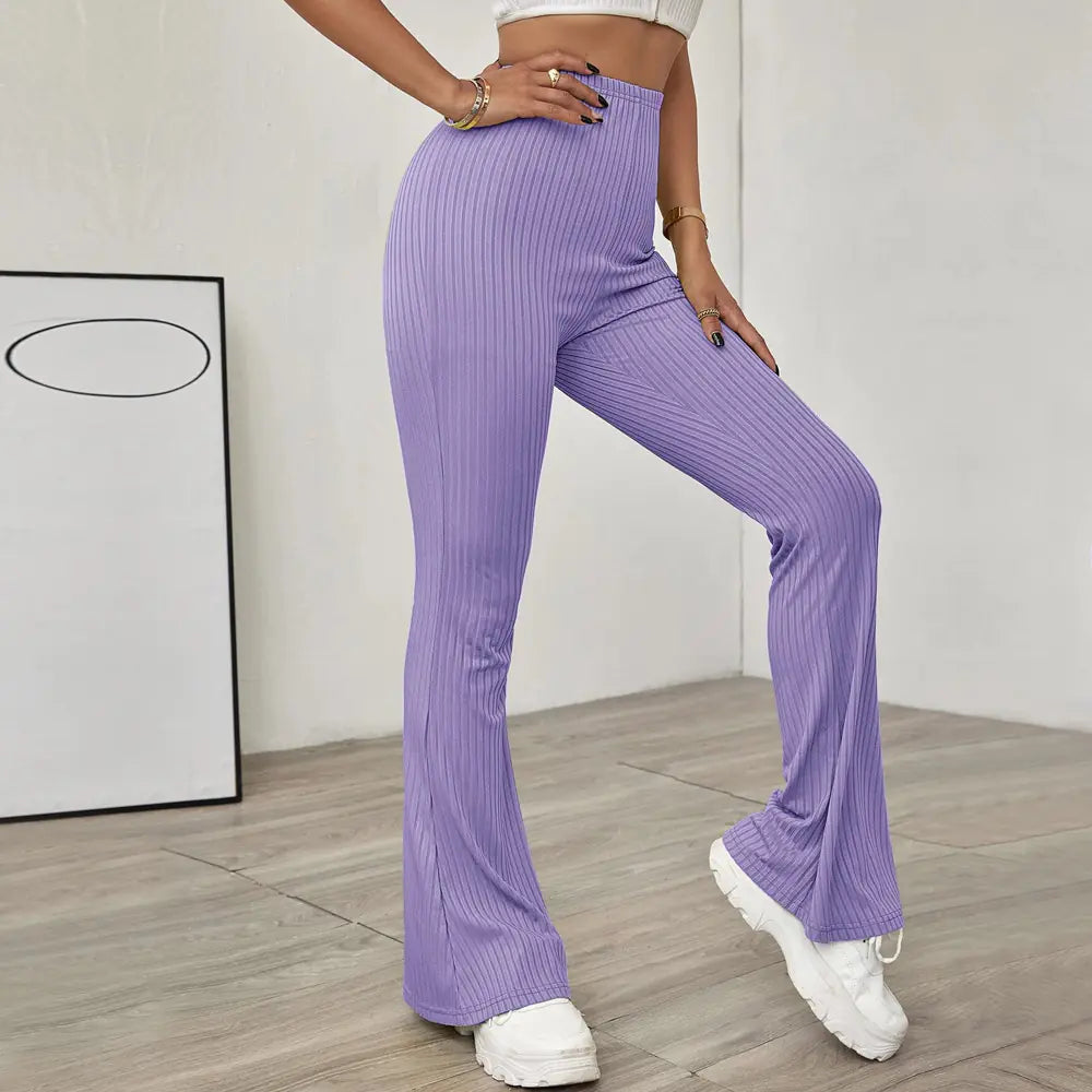 Chic High-Waist Striped Lounge Pants