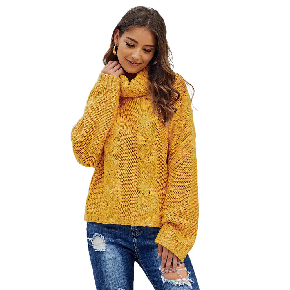 Chic High Neck Wool Sweater for Women