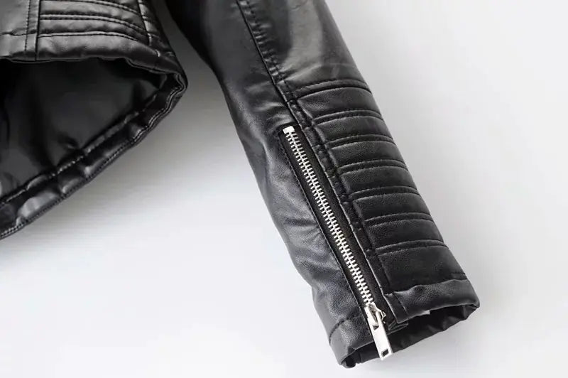 2023 Chic Slim PU Leather Moto Jacket