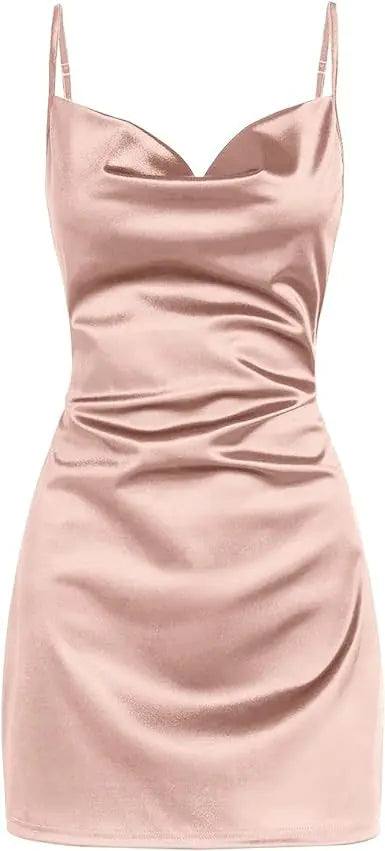 Luxe Satin Lace-up Summer Dress