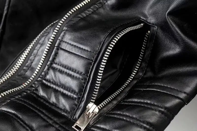 2023 Chic Slim PU Leather Moto Jacket