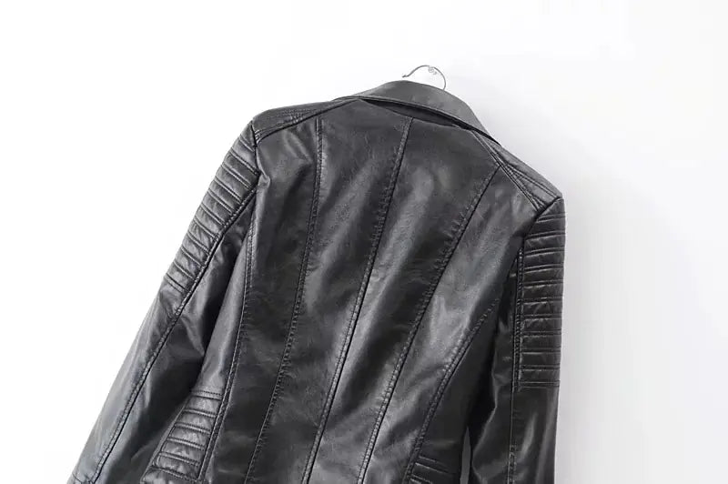 2023 Chic Slim PU Leather Moto Jacket