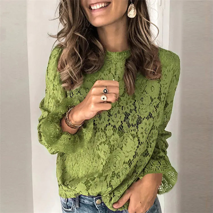 Chic Bell Sleeve Lace Blouse for Women