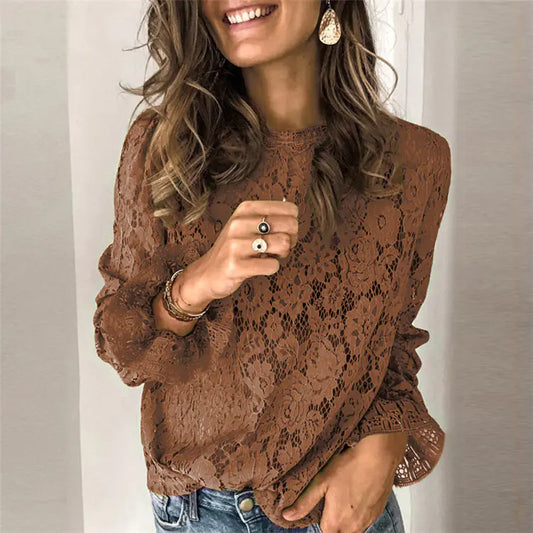 Chic Bell Sleeve Lace Blouse for Women