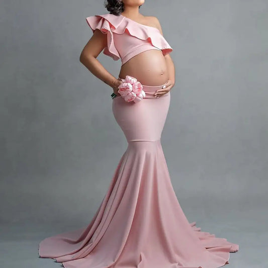 Chic Maternity Lace Strapless Dress