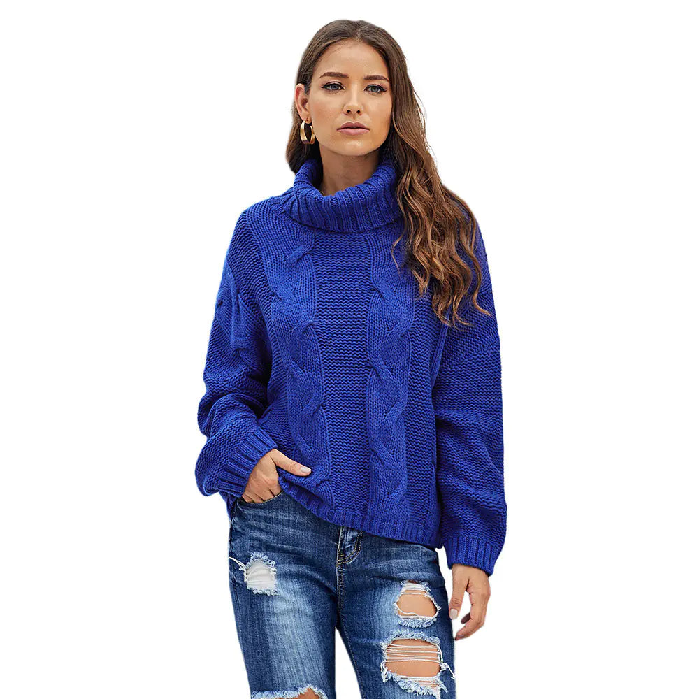 Chic High Neck Wool Sweater for Women