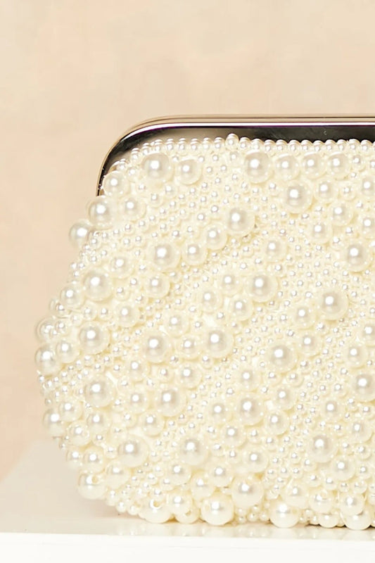 Ivory Pearl And Crystal Clutch Bag