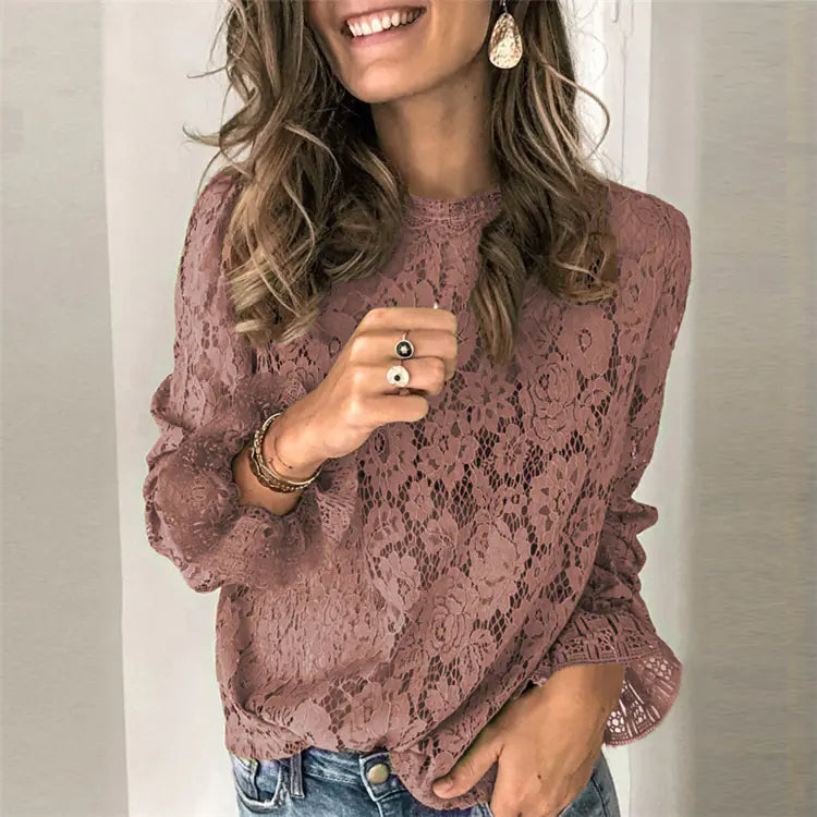 Chic Bell Sleeve Lace Blouse for Women