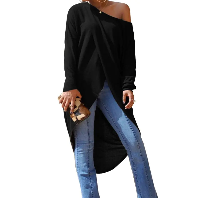 Chic High-Slit Off-Shoulder Dress
