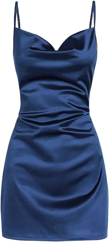 Luxe Satin Lace-up Summer Dress