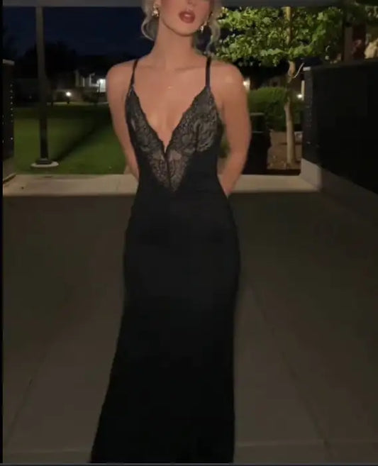 Elegant Black Lace Corset Dress