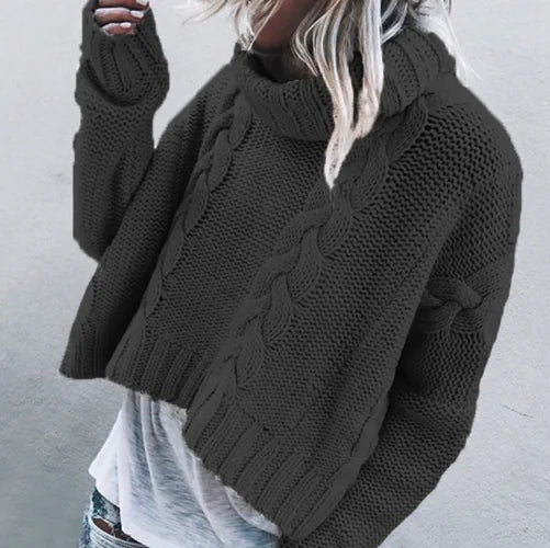 Chic High Neck Wool Sweater for Women