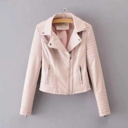 2023 Chic Slim PU Leather Moto Jacket