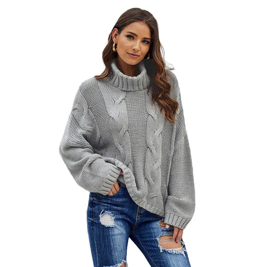 Chic High Neck Wool Sweater for Women