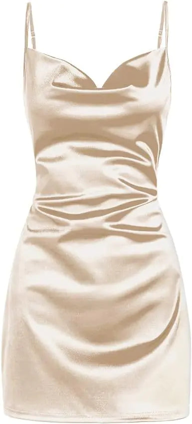 Luxe Satin Lace-up Summer Dress