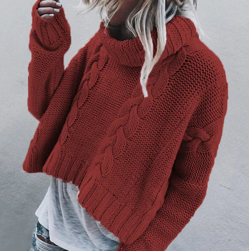 Chic High Neck Wool Sweater for Women