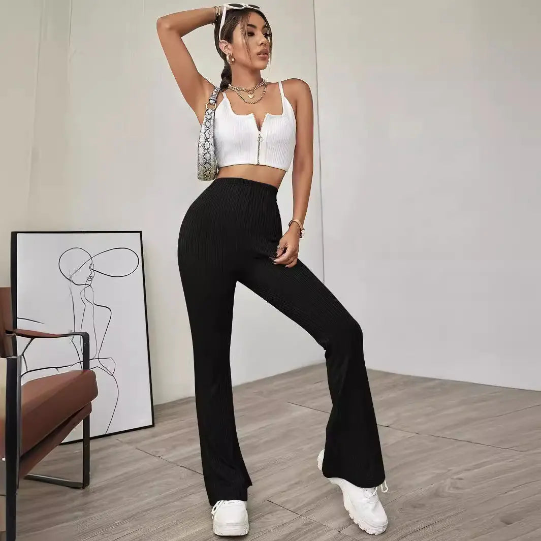 Chic High-Waist Striped Lounge Pants
