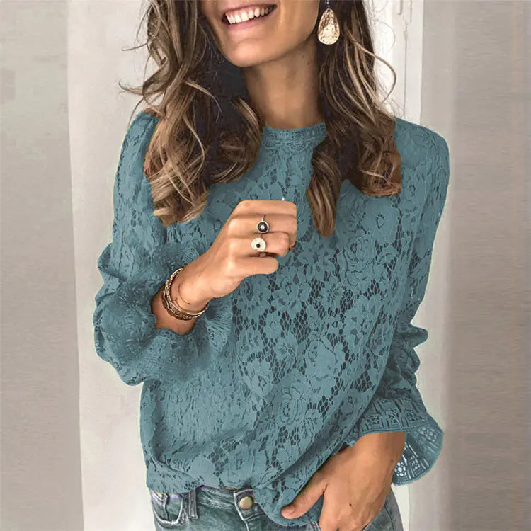 Chic Bell Sleeve Lace Blouse for Women